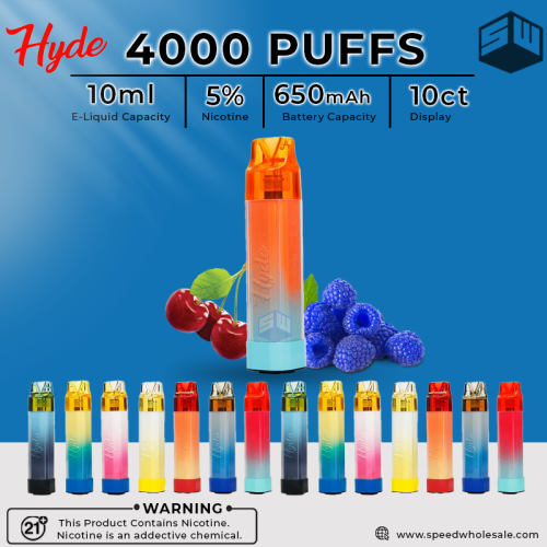Hyde Edge Rave 4000 Puffs T.F.N Rechargeable Disposable Vape 10ct/Display